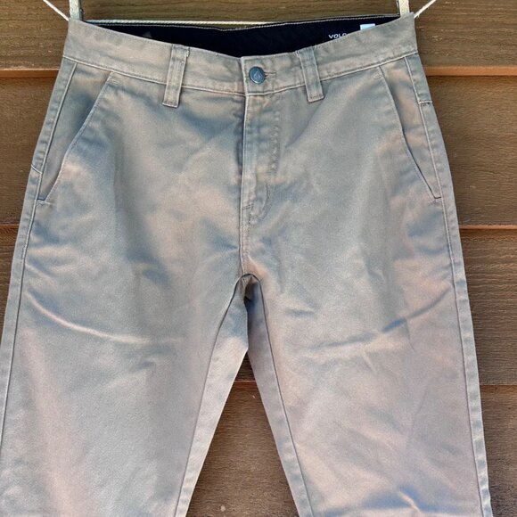 Volcom Mens Khaki Chino Pants Size 28 Slim Fit Casual Wear Cotton Blend - Picture 5 of 12
